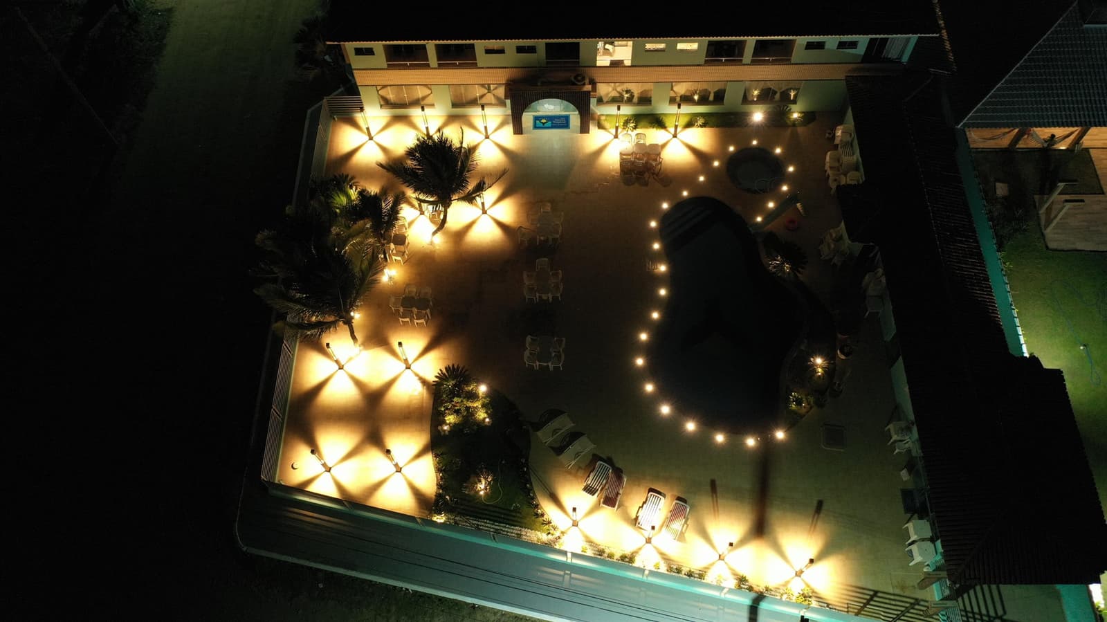 A área de lazer iluminada